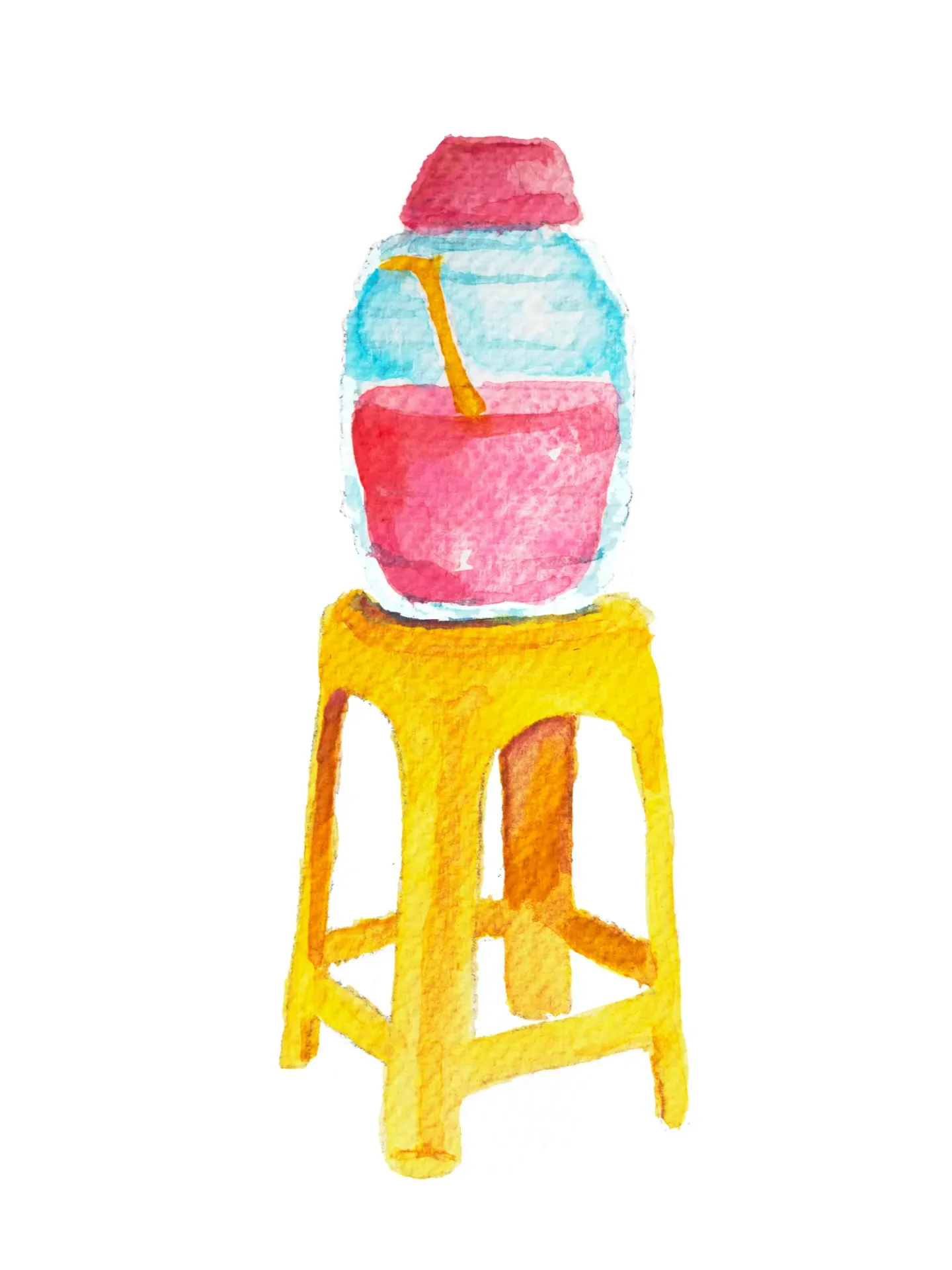 JAVIER DRAWINGS "BANQUITO AMARILLO" REPRODUCCION ENMARCADA