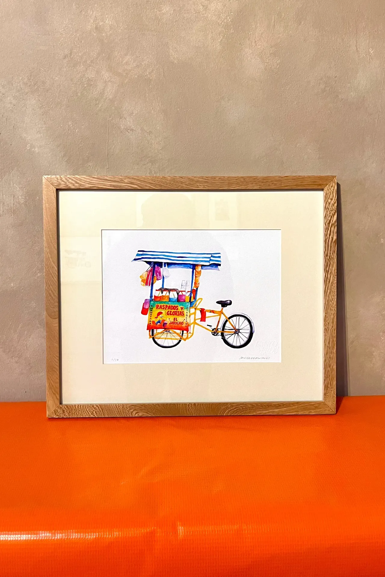 JAVIER DRAWINGS "CARRITO DE RASPADOS" ENMARCADO